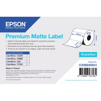 Epson Premium Matte Label - Rolka wykrojnikowa: 102 mm x 51 mm, 650 etykiet