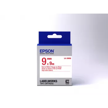 Kaseta z taśmą etykietową Epson Standard LK-3WRN czerwony/biały 9mm (9m), Czerwony na białym, Japonia, 9 mm, 9 m, 1 szt., 25 mm