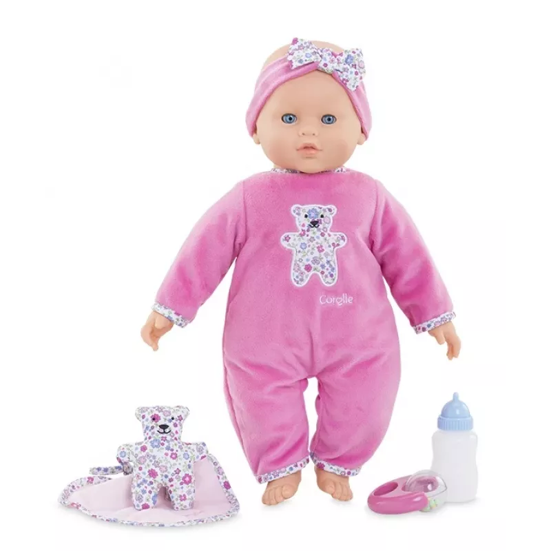 Simba‑Dickie Corolle 9000150050, interaktywna lalka bobas, 42 cm, bateria AA, różowa