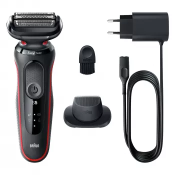Maszynka do golenia dla mężczyzn Braun seria 5 51-R1200S, golarka foliowa, trymer, czarny, czerwony
