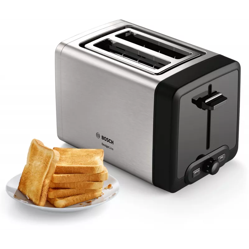 Toster Bosch TAT4P420DE na 2 kromki 970 W Czarny, Srebrny