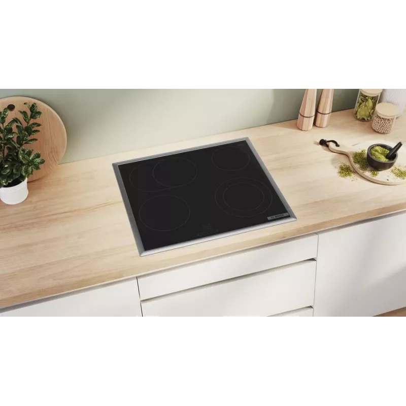 Bosch Serie 4 PKN645BA2E płyta grzewcza Czarny Do zabudowy 60 cm Płyta ceramiczna 4 strefa(y) grzewcza(e)