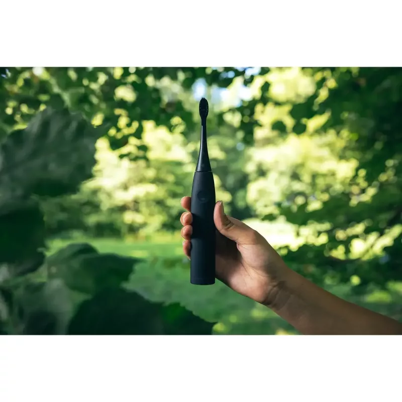 Elektryczna szczoteczka do zębów Happybrush ECO VIBE 3 zestaw startowy All Czarny + 4 końcówki wymienne