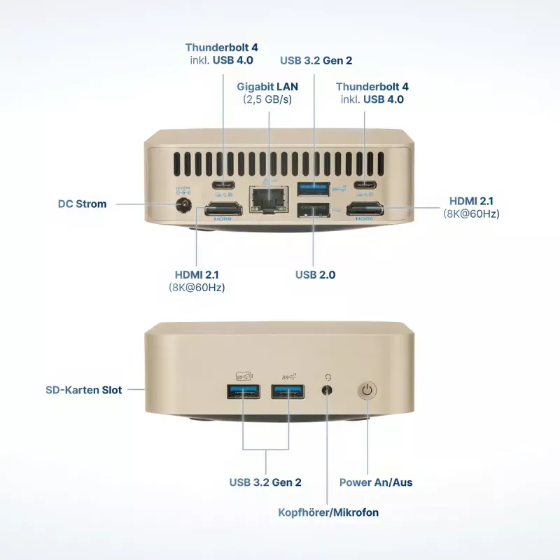 Mini PC FutureNUC Lux NUC 13i5HL – Intel Core i5-13420H, 16 GB DDR4, 512 GB SSD, Intel Iris Xe, Windows 11 Pro, Złoty