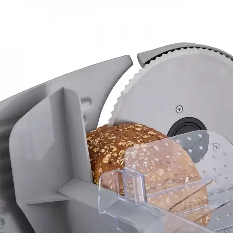 Elektryczna krajalnica do żywności HEINRICH'S HMA 8704 — kompaktowa metalowa obudowa, 200 W, grubość plastra 1–15 mm, ostrze ze stali nierdzewnej Ø