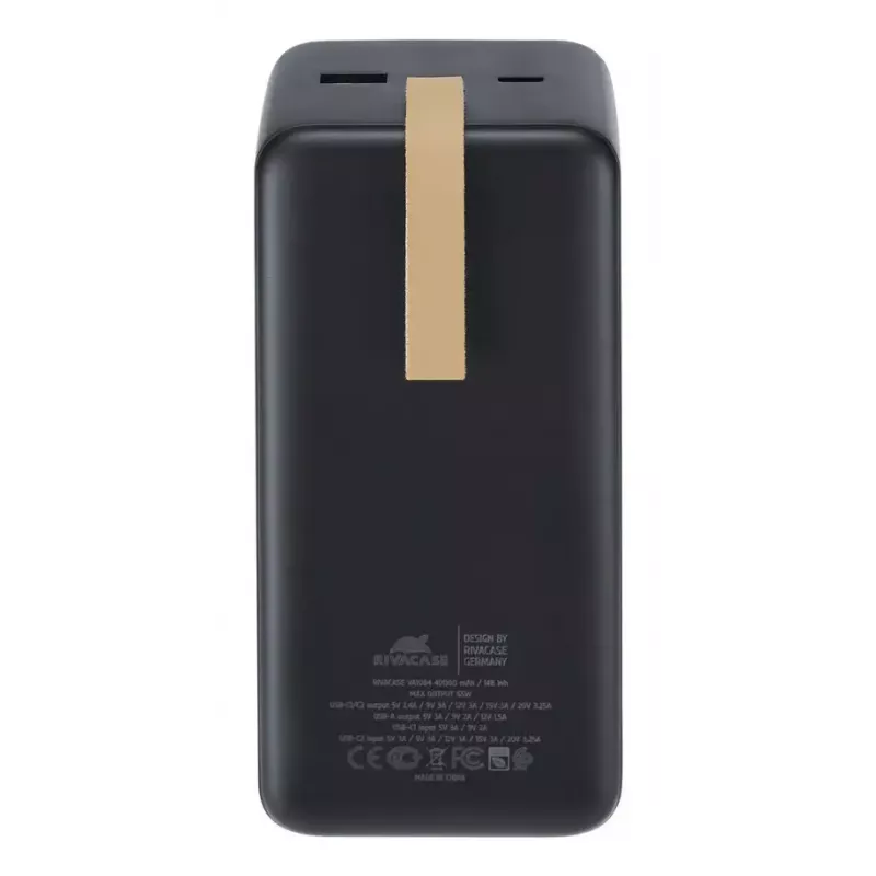Powerbank Rivacase VA1084 litowo-polimerowy 40000 mAh, Quick Charge 3.0, 2× USB-C + 1× USB-A, czarny
