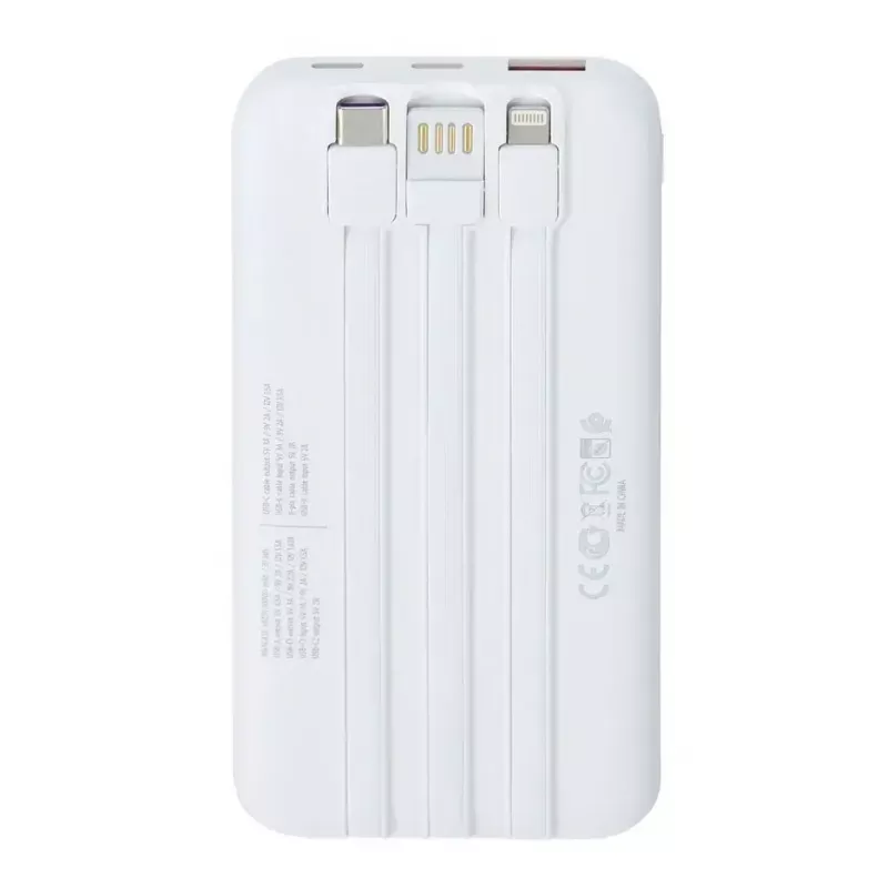 Przenośny powerbank Rivacase VA2211WH — 10000 mAh, PD 3.0, QC 3.0, 1x USB-A + 2x USB-C, 22.5 W wyjście