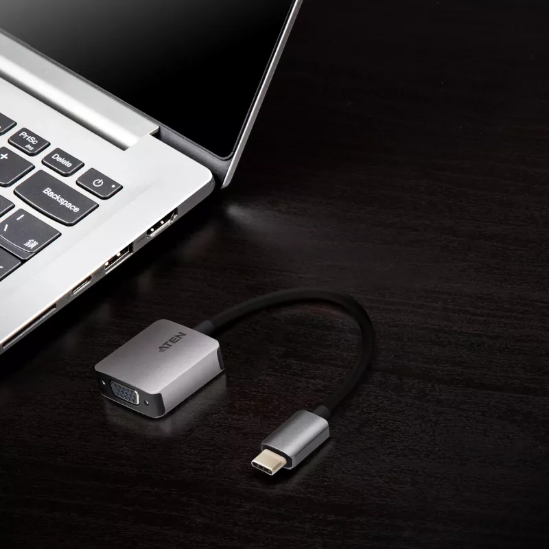ATEN Adapter USB-C do VGA, USB Type-C, VGA (D-Sub), Męski, Żeński, Prosty, Prosty