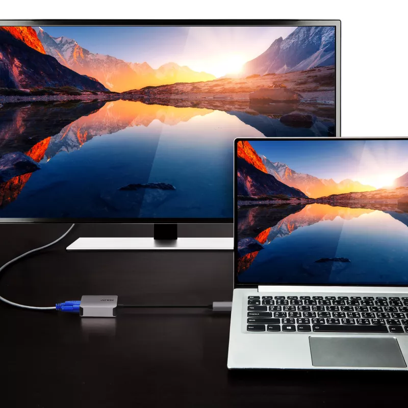 ATEN Adapter USB-C do VGA, USB Type-C, VGA (D-Sub), Męski, Żeński, Prosty, Prosty