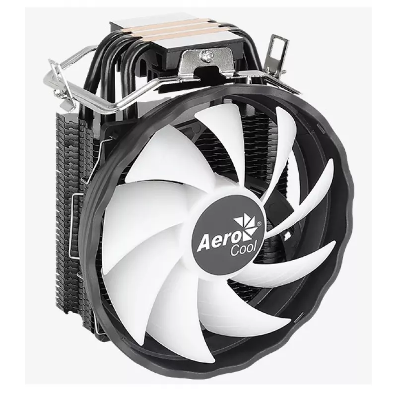 Chłodzenie powietrzne AEROCOOL Rave 3 FRGB 120 mm Czarno-Białe — 4 rurki cieplne, ARGB, Łożysko hydrauliczne, 1800 RPM