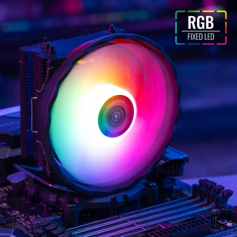 Chłodzenie powietrzne AEROCOOL Rave 3 FRGB 120 mm Czarno-Białe — 4 rurki cieplne, ARGB, Łożysko hydrauliczne, 1800 RPM