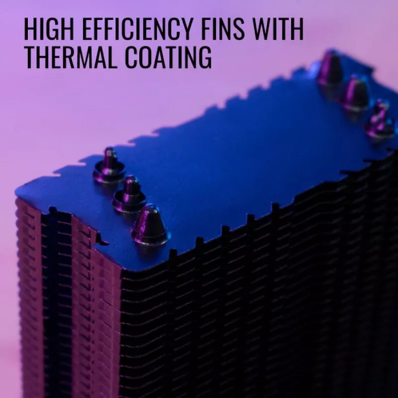 Chłodzenie powietrzne AEROCOOL Rave 3 FRGB 120 mm Czarno-Białe — 4 rurki cieplne, ARGB, Łożysko hydrauliczne, 1800 RPM