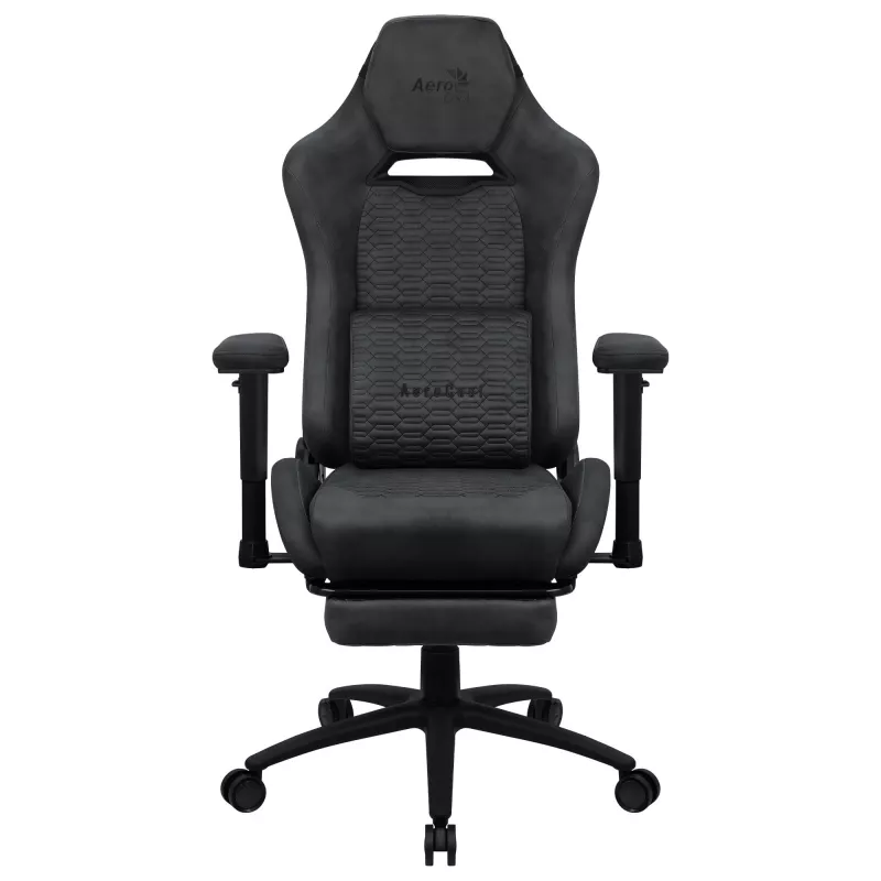 Uniwersalny fotel gamingowy AEROCOOL ROYALSLATEGR — wyściełane siedzisko, szary, stalowa rama, maks. waga użytkownika 150 kg