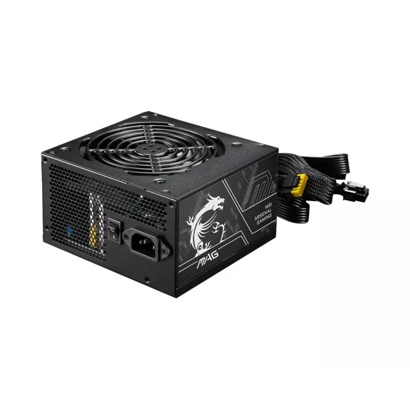 Zasilacz MSI MAG A750BN PCIE5 II 750 W, 24-pin ATX, niemodularny, 80 PLUS Bronze, wentylator 120 mm, czarny