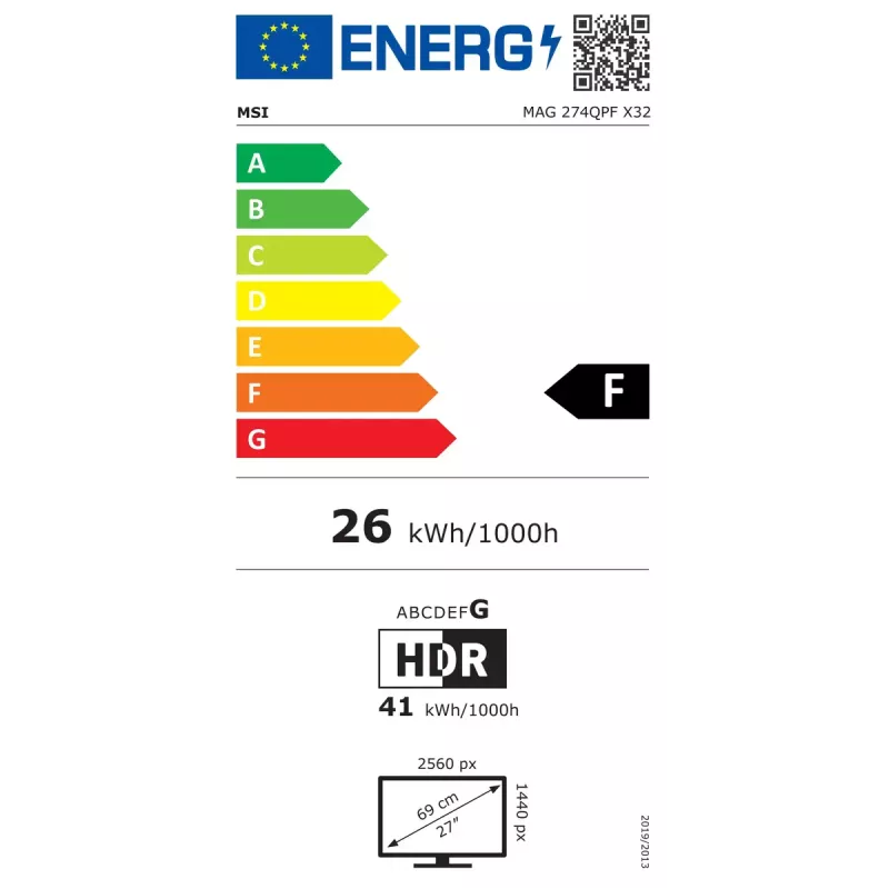 Monitor komputerowy MSI MAG 274QPF X32 68,6 cm (27 cali) 2560 x 1440 pikseli Wide Quad HD LCD Czarny