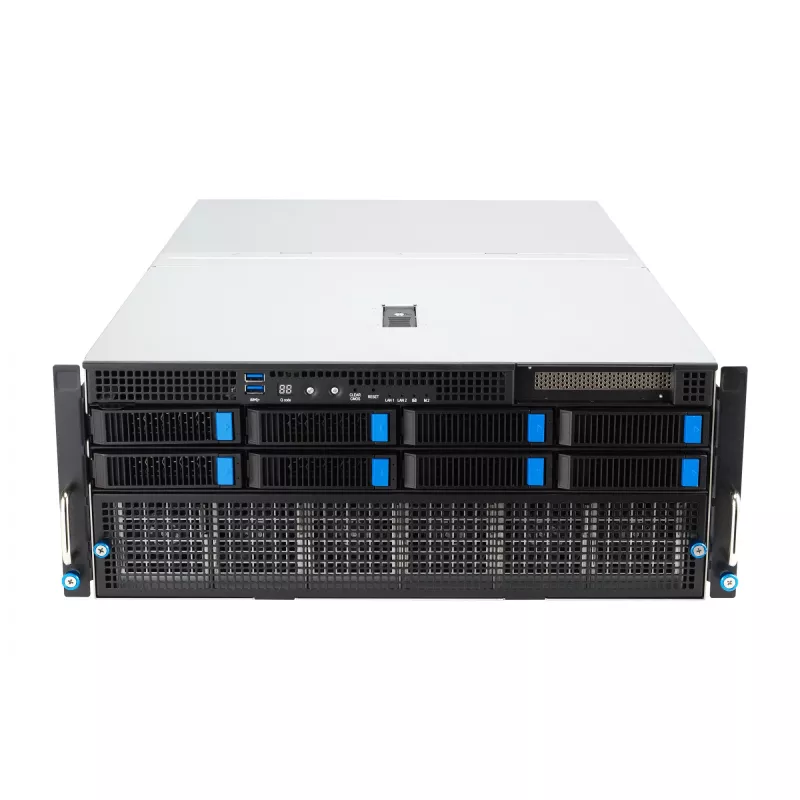 Rack server ASUS ESC8000A-E12-SKU2 (4U) — obsługuje 2× AMD EPYC 9004, DDR5 do 6 TB, 24 DIMM, zasilacz 3000 W