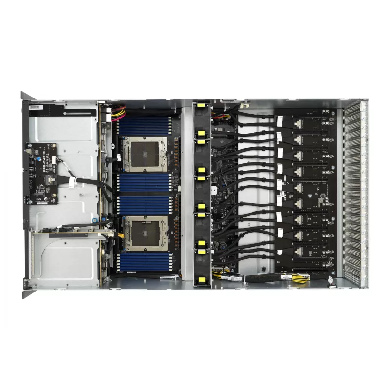 Rack server ASUS ESC8000A-E12-SKU2 (4U) — obsługuje 2× AMD EPYC 9004, DDR5 do 6 TB, 24 DIMM, zasilacz 3000 W