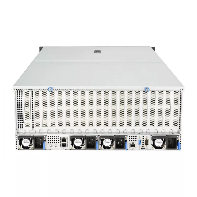 Rack server ASUS ESC8000A-E12-SKU2 (4U) — obsługuje 2× AMD EPYC 9004, DDR5 do 6 TB, 24 DIMM, zasilacz 3000 W