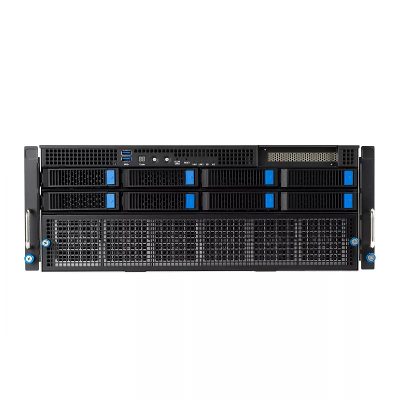 Rack server ASUS ESC8000A-E12-SKU2 (4U) — obsługuje 2× AMD EPYC 9004, DDR5 do 6 TB, 24 DIMM, zasilacz 3000 W