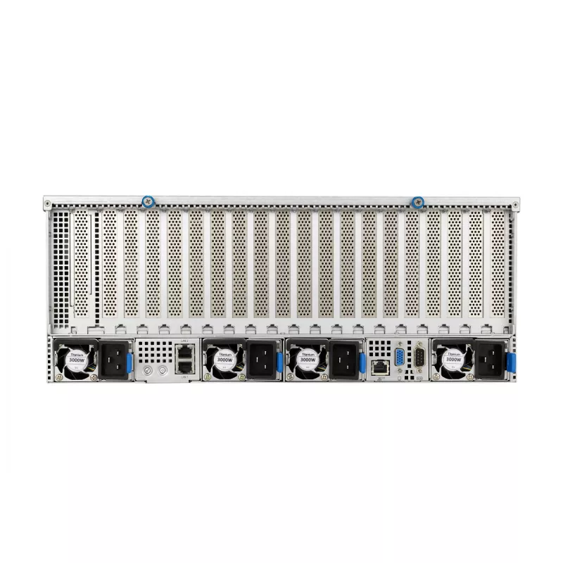 Rack server ASUS ESC8000A-E12-SKU2 (4U) — obsługuje 2× AMD EPYC 9004, DDR5 do 6 TB, 24 DIMM, zasilacz 3000 W