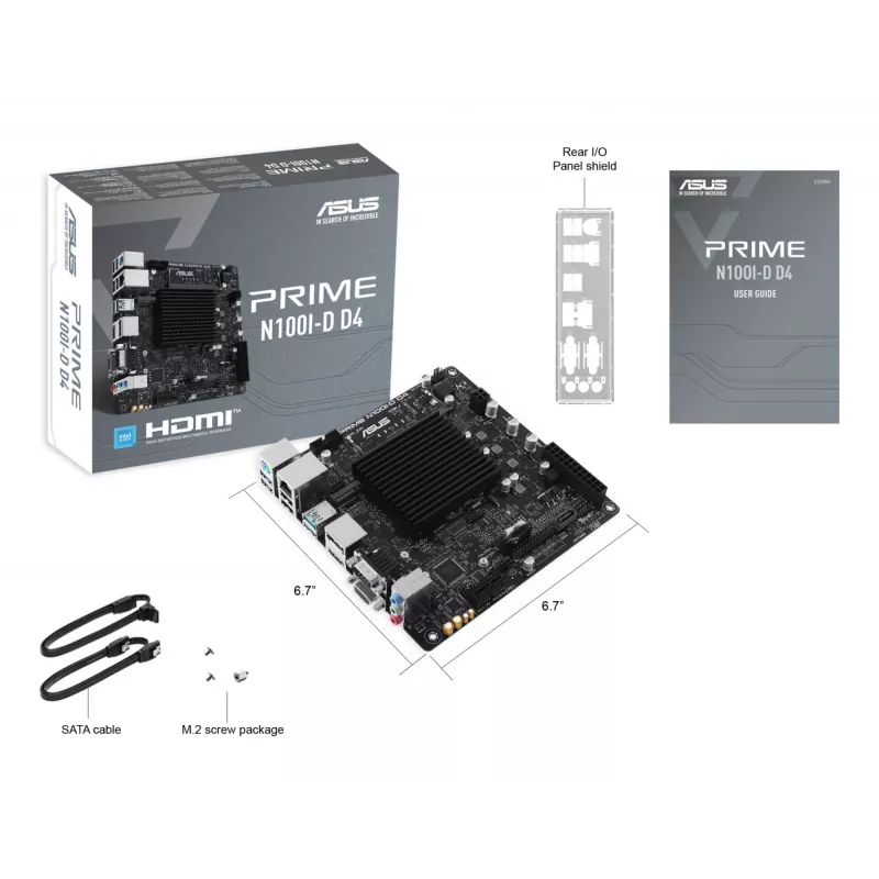 Płyta główna ASUS PRIME N100I-D D4, układ Intel, gniazdo NA, mini ITX