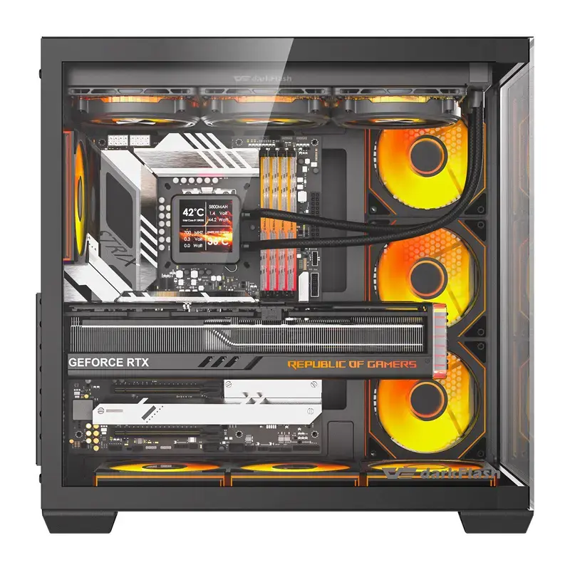 Obudowa komputerowa Darkflash C280 (czarna) z 7 preinstalowanymi wentylatorami