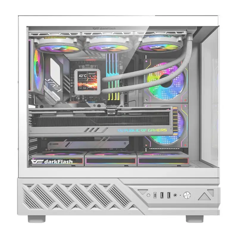 Obudowa komputerowa Darkflash DS950 (biała) z 6 fabrycznie zamontowanymi wentylatorami