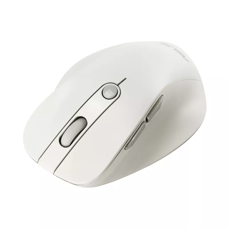 Bezprzewodowa mysz praworęczna ASUS MD105 MK-WH — RF + Bluetooth, 2400 DPI, kółko przewijania, bateria, beżowa