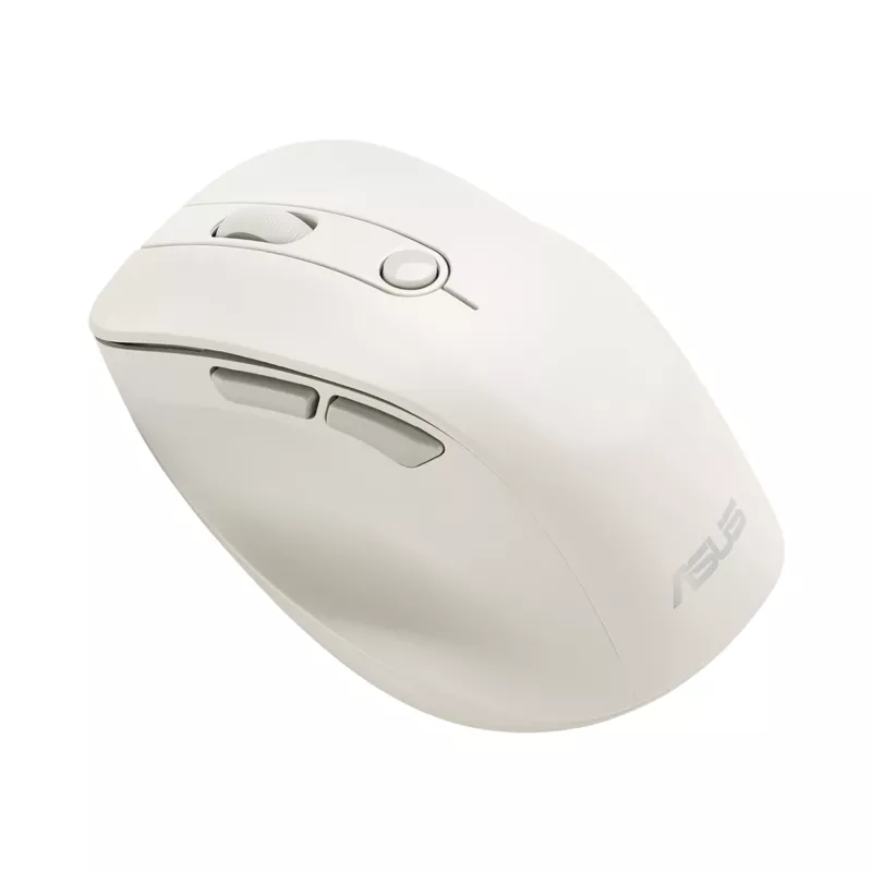 Bezprzewodowa mysz praworęczna ASUS MD105 MK-WH — RF + Bluetooth, 2400 DPI, kółko przewijania, bateria, beżowa