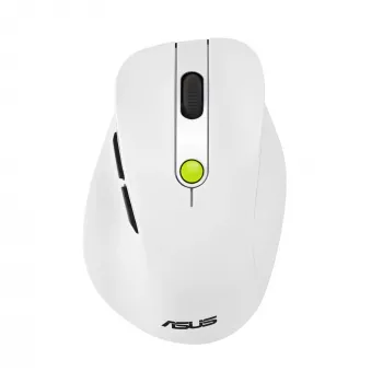 Mysz ASUS MD105 /VT-GN — praworęczna, bezprzewodowa RF + Bluetooth, 2400 DPI, kółko przewijania, zasilana bateriami, biała/zielona