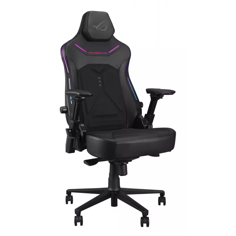 Uniwersalny fotel gamingowy ASUS ROG Courser — wyściełane siedzisko, maksymalna waga 136 kg, siedzisko 670×700 mm, minimalna wysokość 140 cm, czarny