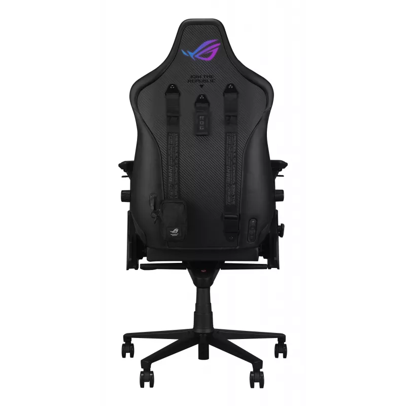 Uniwersalny fotel gamingowy ASUS ROG Courser — wyściełane siedzisko, maksymalna waga 136 kg, siedzisko 670×700 mm, minimalna wysokość 140 cm, czarny