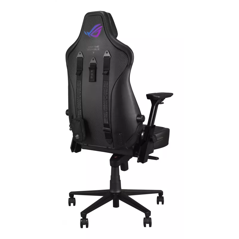 Uniwersalny fotel gamingowy ASUS ROG Courser — wyściełane siedzisko, maksymalna waga 136 kg, siedzisko 670×700 mm, minimalna wysokość 140 cm, czarny
