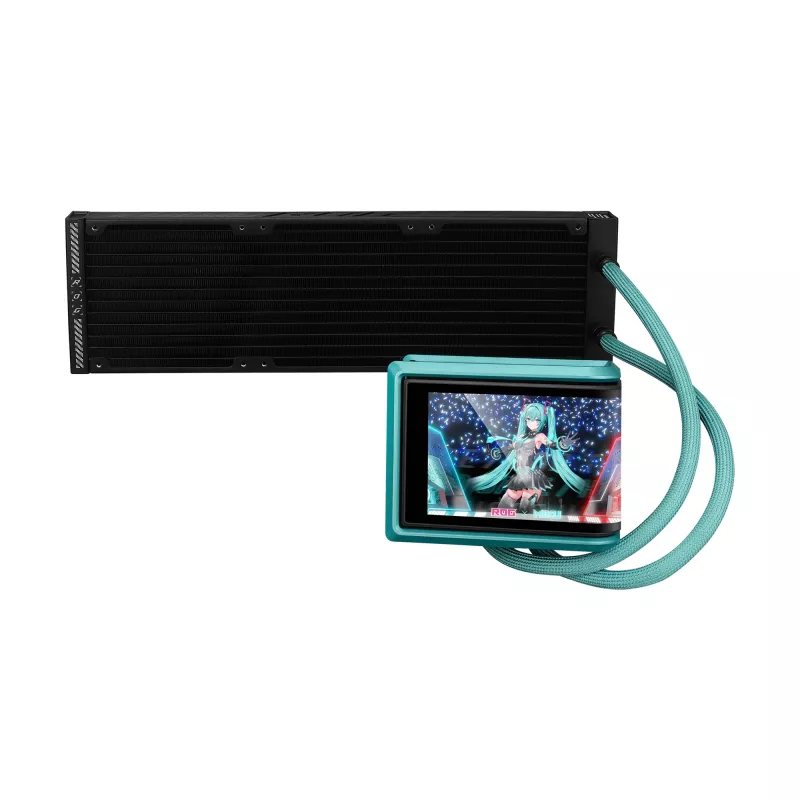 ASUS ROG RYUO IV 360 ARGB Hatsune Miku Edition chłodzenie procesora All-in-one cieczowe 12 cm Czarny, Turkusowy