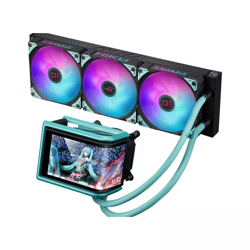 ASUS ROG RYUO IV 360 ARGB Hatsune Miku Edition chłodzenie procesora All-in-one cieczowe 12 cm Czarny, Turkusowy