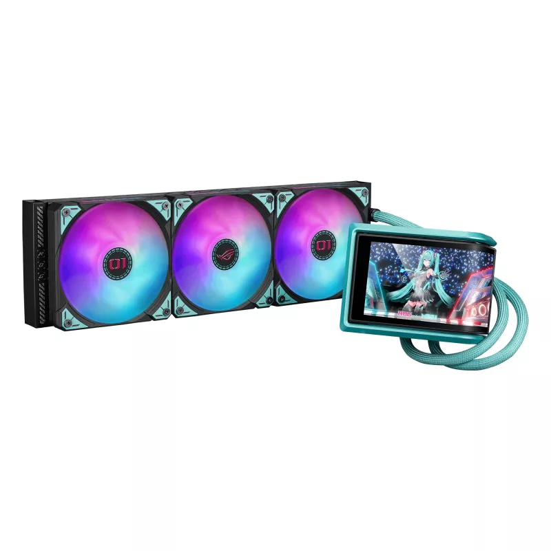 ASUS ROG RYUO IV 360 ARGB Hatsune Miku Edition chłodzenie procesora All-in-one cieczowe 12 cm Czarny, Turkusowy
