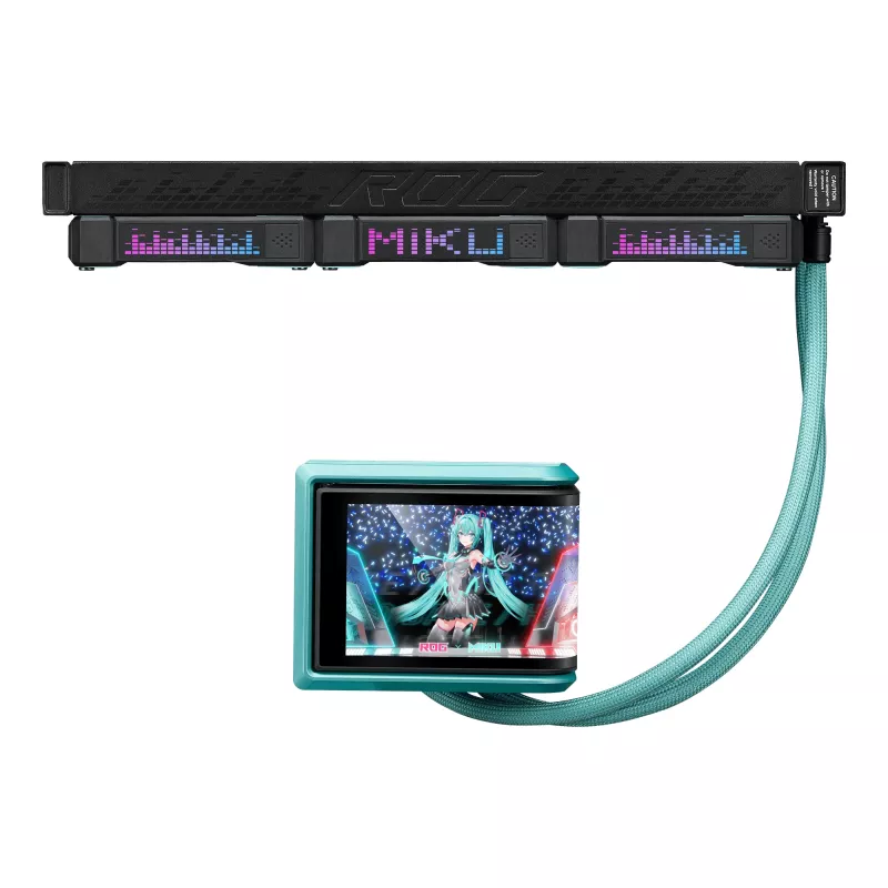 ASUS ROG RYUO IV 360 ARGB Hatsune Miku Edition chłodzenie procesora All-in-one cieczowe 12 cm Czarny, Turkusowy