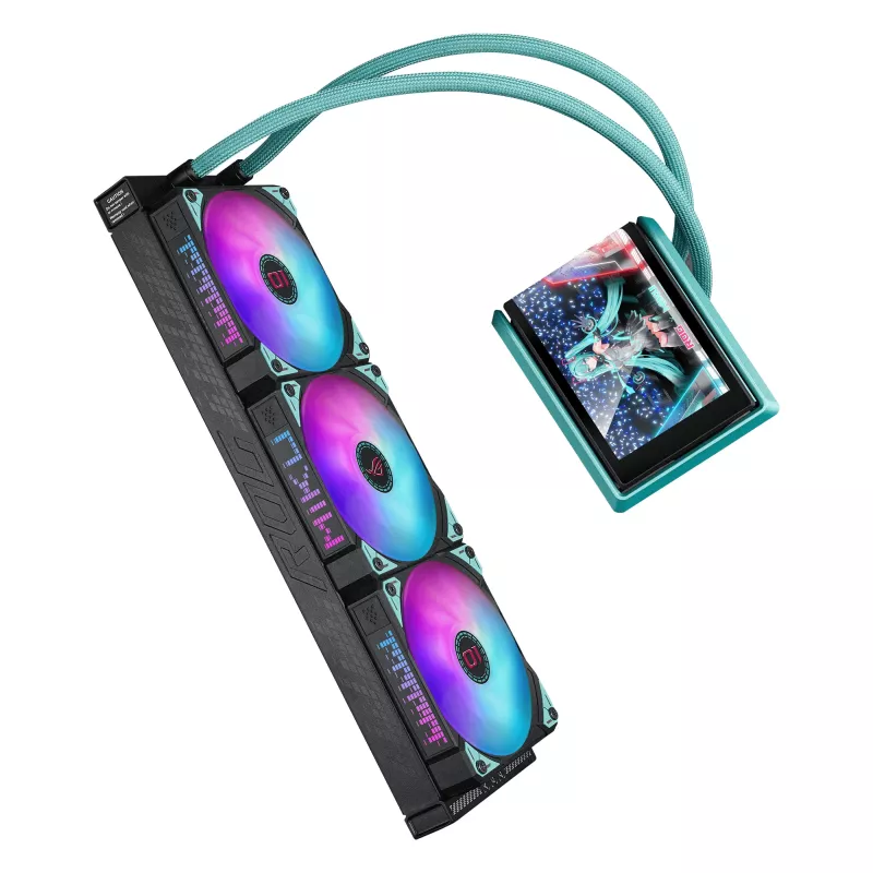 ASUS ROG RYUO IV 360 ARGB Hatsune Miku Edition chłodzenie procesora All-in-one cieczowe 12 cm Czarny, Turkusowy