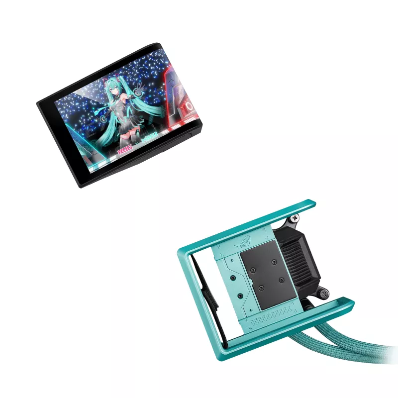 ASUS ROG RYUO IV 360 ARGB Hatsune Miku Edition chłodzenie procesora All-in-one cieczowe 12 cm Czarny, Turkusowy