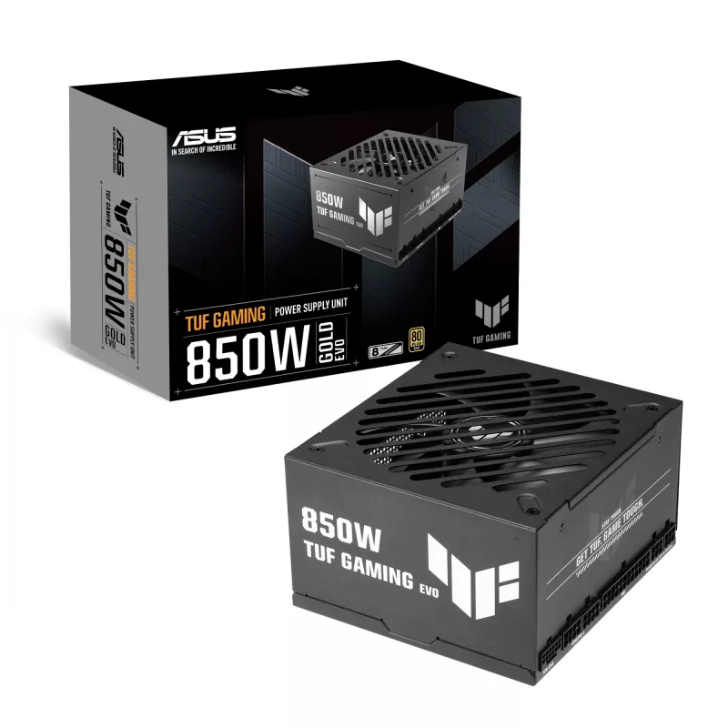Zasilacz ASUS TUF-GAMING-850G-EVO 850 W ATX 80 PLUS Gold 20+4 pin, 1 wentylator, czarny