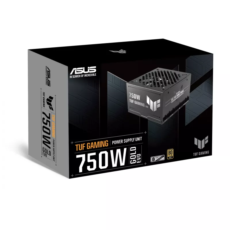 Zasilacz ASUS TUF Gaming 750G EVO — 750 W, ATX, 80 PLUS Gold, 20+4-pin, czarny