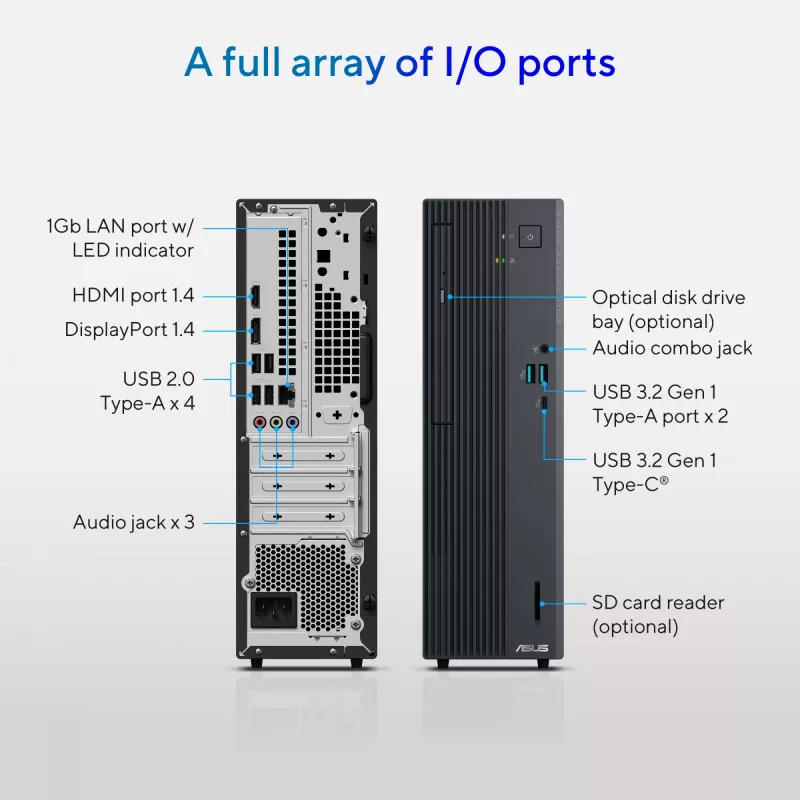 Komputer stacjonarny ASUS ExpertCenter P500 SFF P500SV-05210H009X — Intel Core 5 210H, 16 GB DDR5, 512 GB SSD, Windows 11 Pro, szary