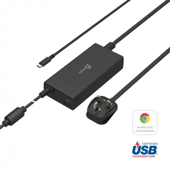 j5create JUP2290C-FN 100W PD USB-C® Super Ładowarka - UK, Czarna, w zestawie kabel 1,2 m
