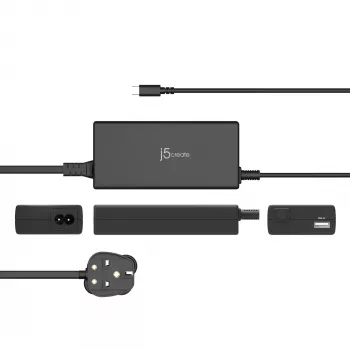 j5create JUP2290C-FN 100W PD USB-C® Super Ładowarka - UK, Czarna, w zestawie kabel 1,2 m