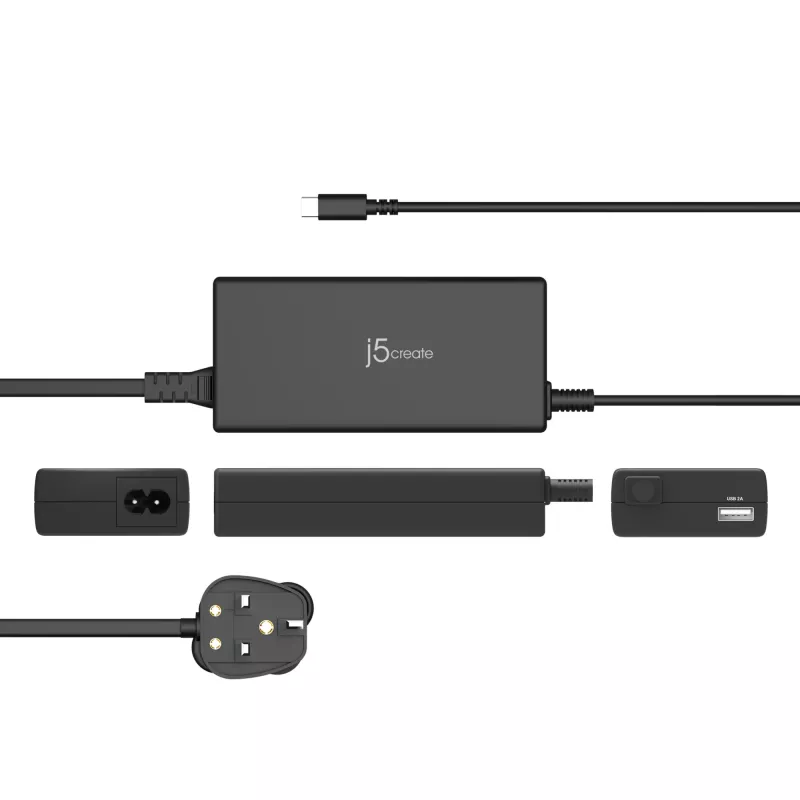 j5create JUP2290C-FN 100W PD USB-C® Super Ładowarka - UK, Czarna, w zestawie kabel 1,2 m