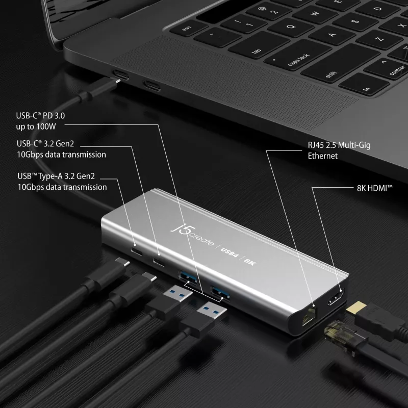 j5create JCD403 USB4 8K Multi-Port Hub USB Type-C HDMI RJ-45