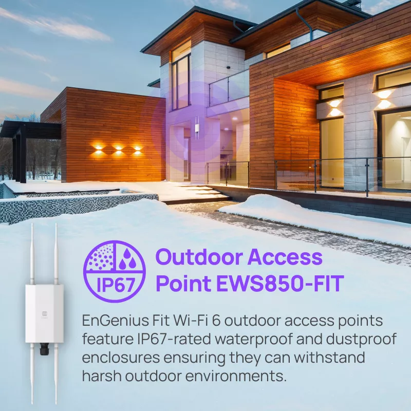 Punkt dostępowy bezprzewodowy EnGenius Fit6 2×2 Outdoor — dwuzakresowy 2,4/5 GHz, 1774 Mbps, PoE, LAN 2,5GbE, 4 anteny, biały