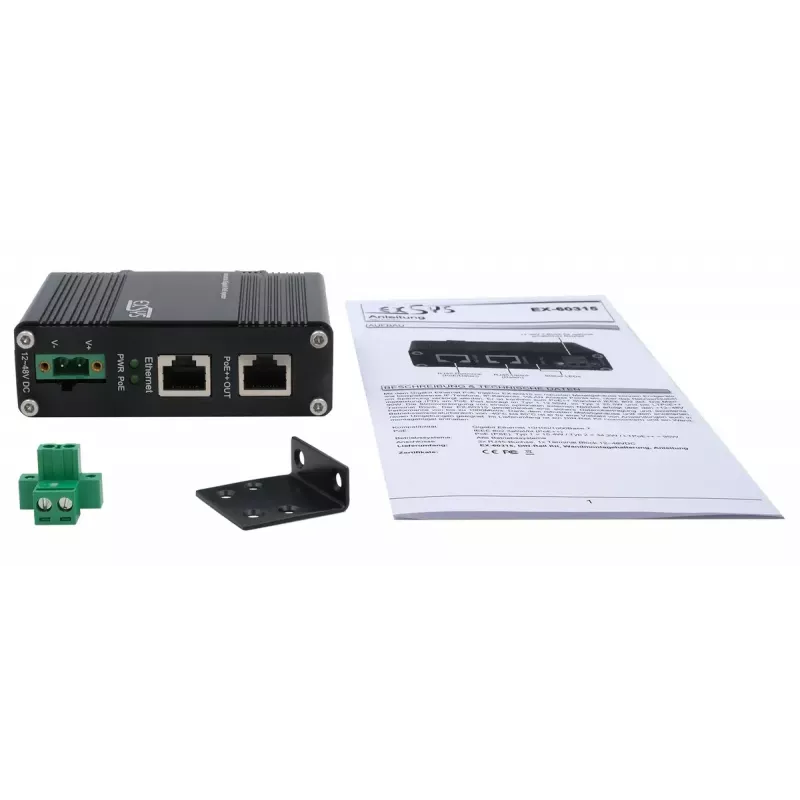 EXSYS PoE++ Gigabit Injector 90W -40°C do +80°C