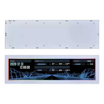Panel wyświetlacza Lian Li SM088W — uniwersalny wyświetlacz do obudowy, biały, 237×73×13 mm, wejście 5 V