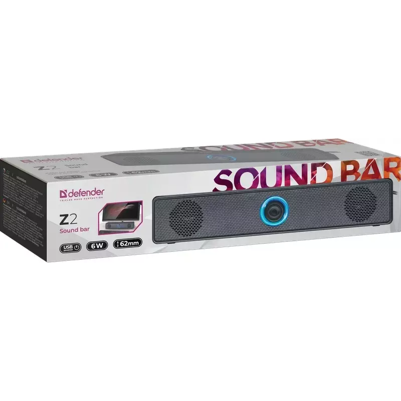 Głośnik przenośny DEFENDER Z2 Czarny, przewodowy USB, 6W RMS, SNR 70 dB, 80–18000 Hz, konstrukcja sześcienna